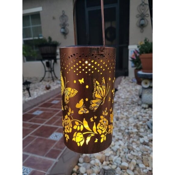 Solar Lantern Lights Outdoor Hanging Metal Decor Lanterns-Waterproof LED - Picture 1 of 2